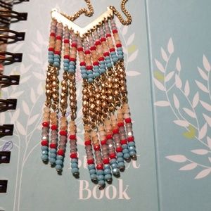 Plunder gold tone beaded necklace